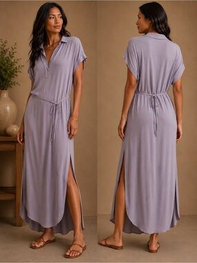 Young Fabulous & Broke Lilac Maxi Shirt Dress